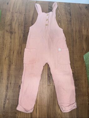 Little Planet Kids Pink Muslin Overalls - Soft Cotton Blend Size 4T